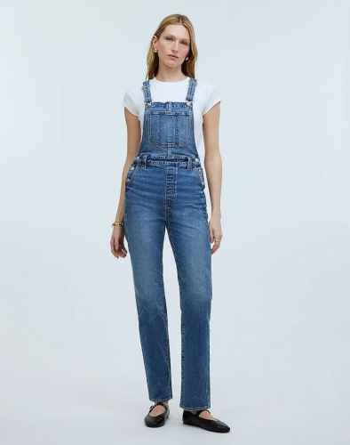 Women's The '90s Straight Overalls in Fawnbrook Wash-Fawnbrook Wash