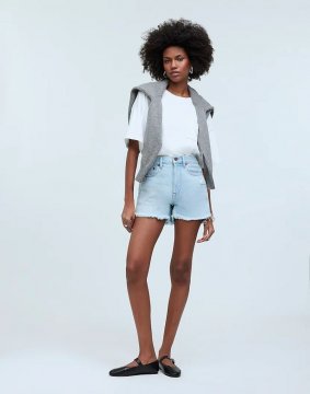 Women's Relaxed Mid-Length Denim Shorts in Wengler Wash: Step-Hem Edition-Wengler Wash