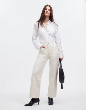 Women's The Emmett Wide-Leg Full Length Jean: Patch Pocket Edition-Tile White