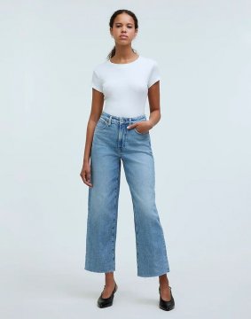 Women's The Curvy Perfect Vintage Wide-Leg Crop Jean in Altoona Wash: Raw-Hem Edition-Altoona Wash