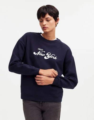 Women's KULE Oversized Hello New York Sweatshirt-Navy