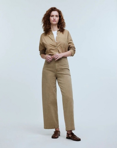 Women's The Curvy Emmett Wide-Leg Crop Pant: Welt Pocket Edition-Drill Khaki