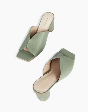 Women's Intentionally Blank Leather Kamika Mules in Sage-Light Green