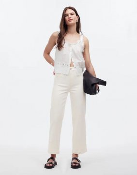 Women's The Emmett Wide-Leg Crop Jean: Welt Pocket Edition-Tile White