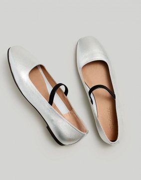 Women's The Greta Ballet Flat-Silver