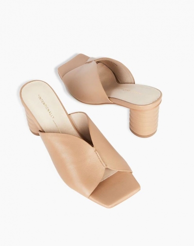 Women's Intentionally Blank Leather Kamika Mules in Clay-Nude