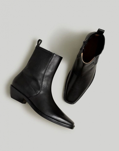 Women's The Idris Ankle Boot in Leather-True Black